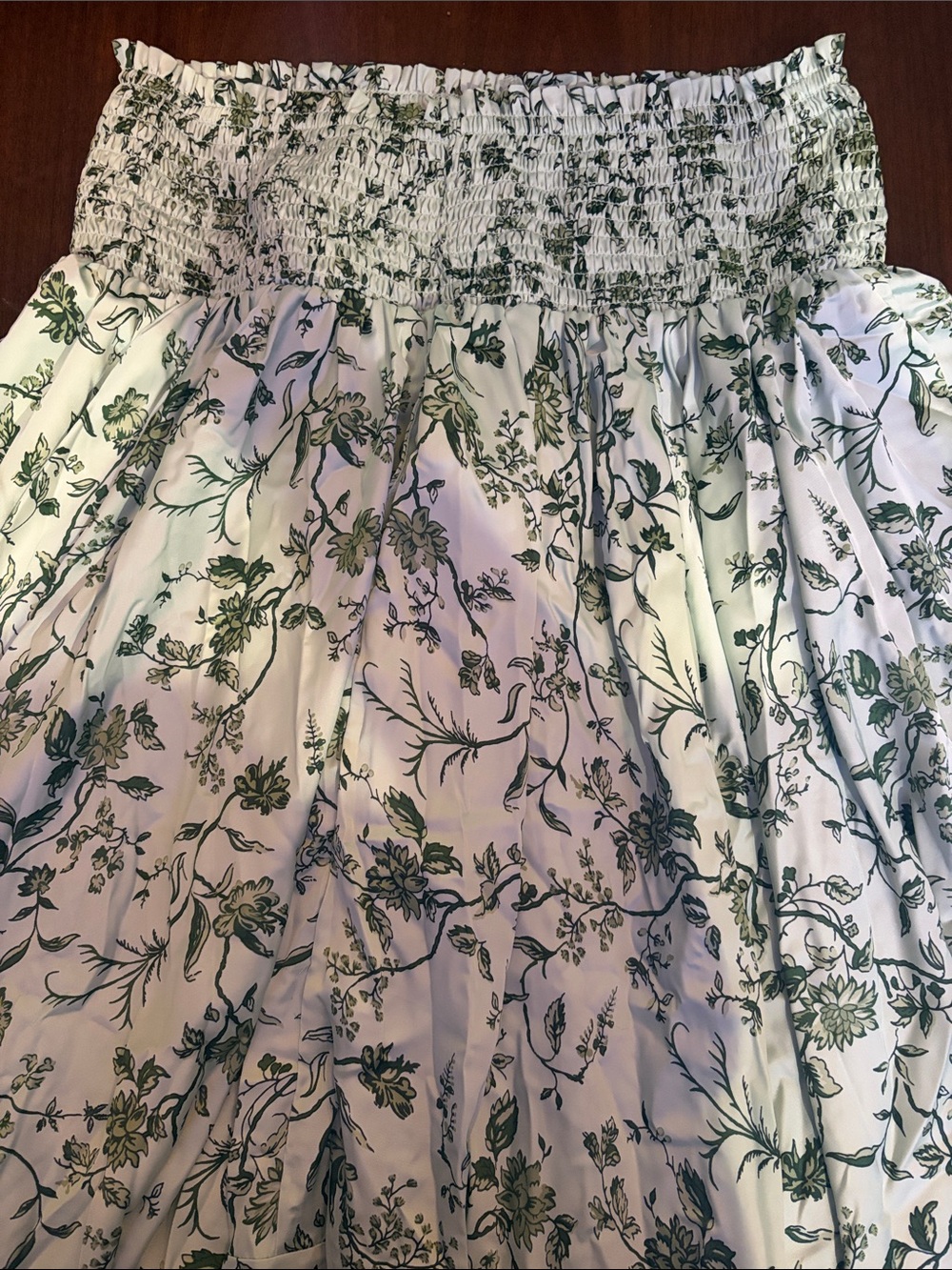 Anthropologie Maeve White Maxi Skirt with Green Floral Print